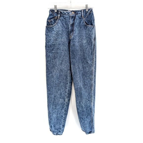 Weathered Blues Vintage Acid Wash Denim High Rise 80s Mom Jeans Size 7-8 26"x29" - Picture 1 of 7